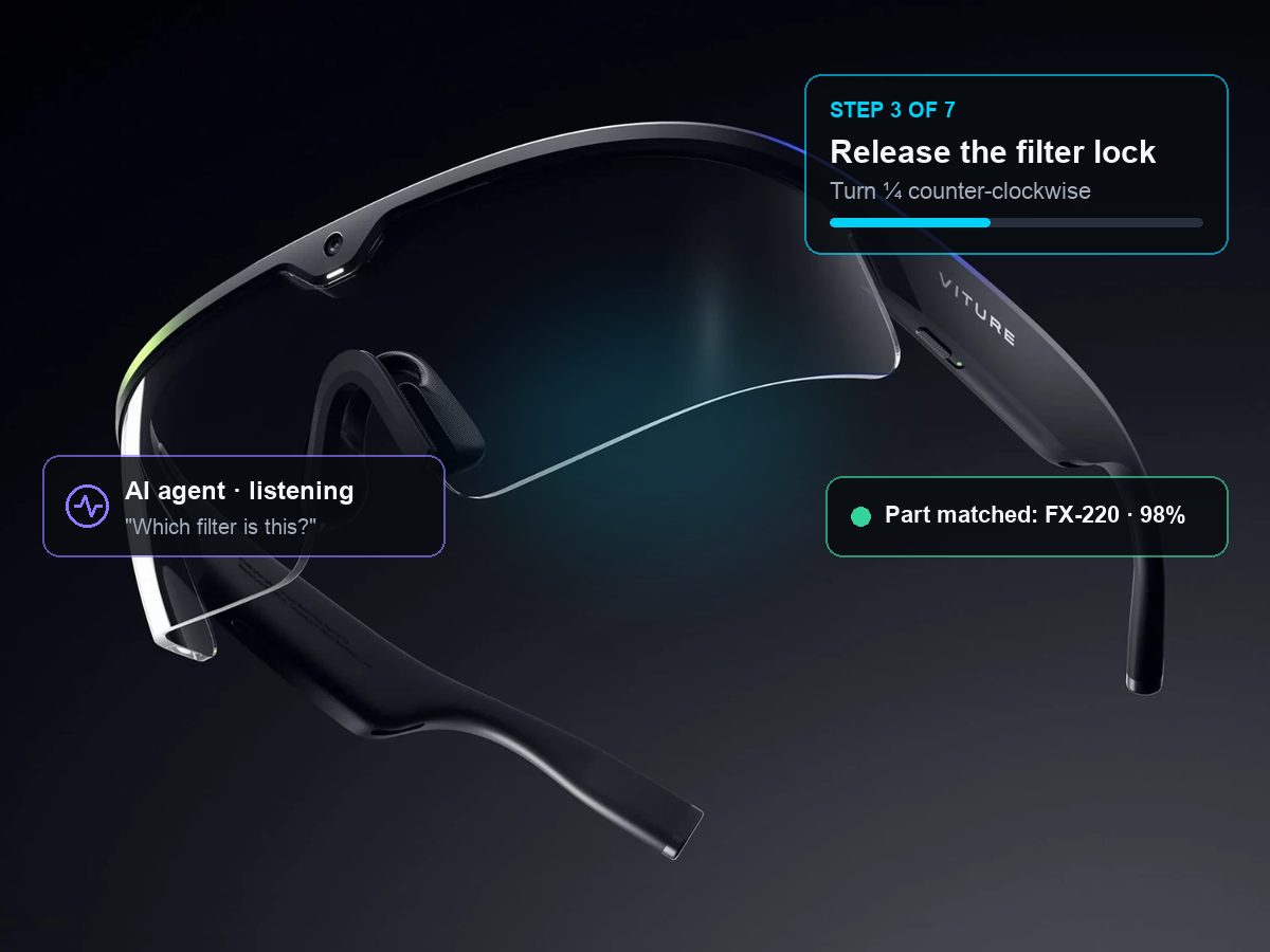 AI smart glasses with heads-up repair guidance, a listening voice agent and part recognition